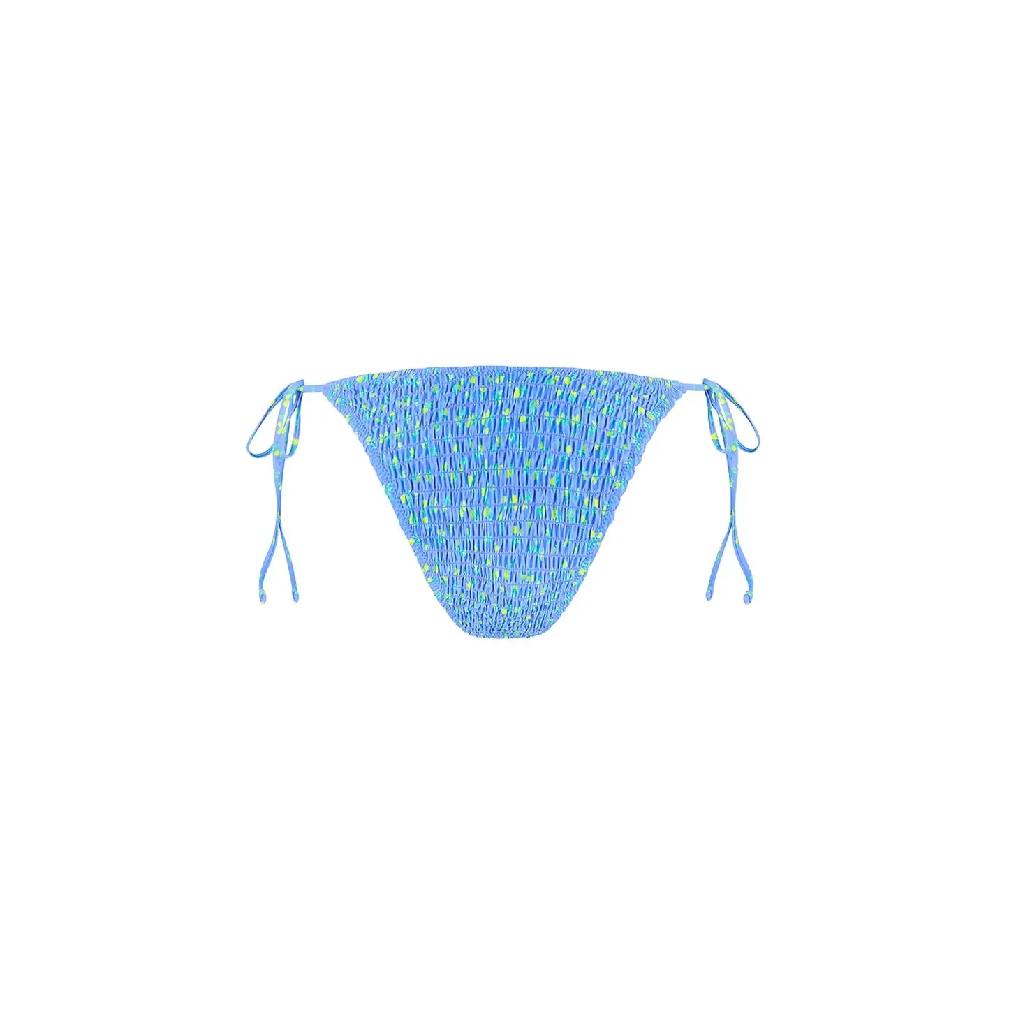 KULANI KINIS Shirred Dipped Cheeky Tie Bikini Bottom - Lemon Bloom