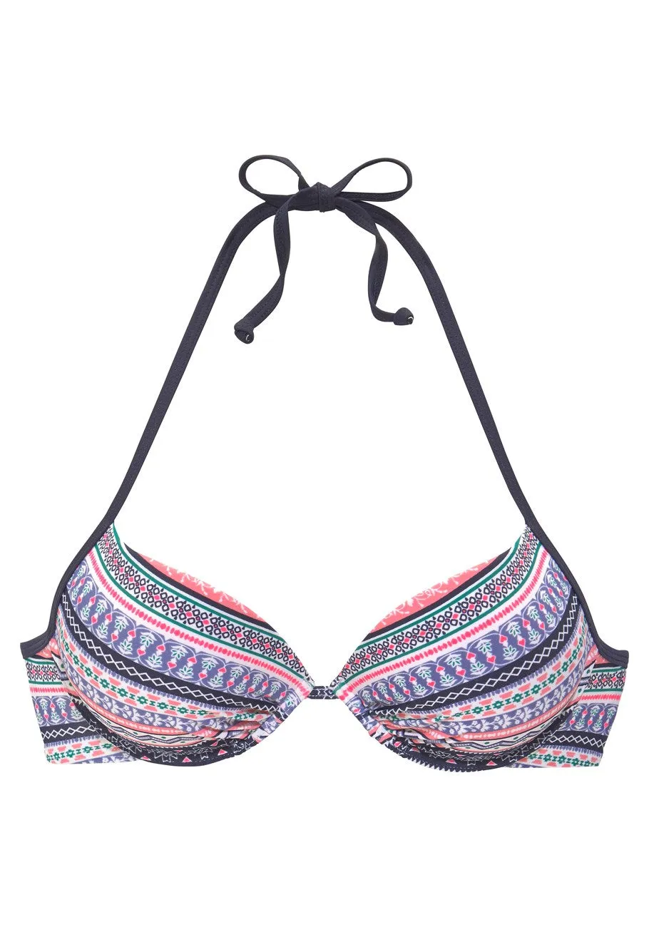 LASCANA Women's Printed Push Up Bikini Top