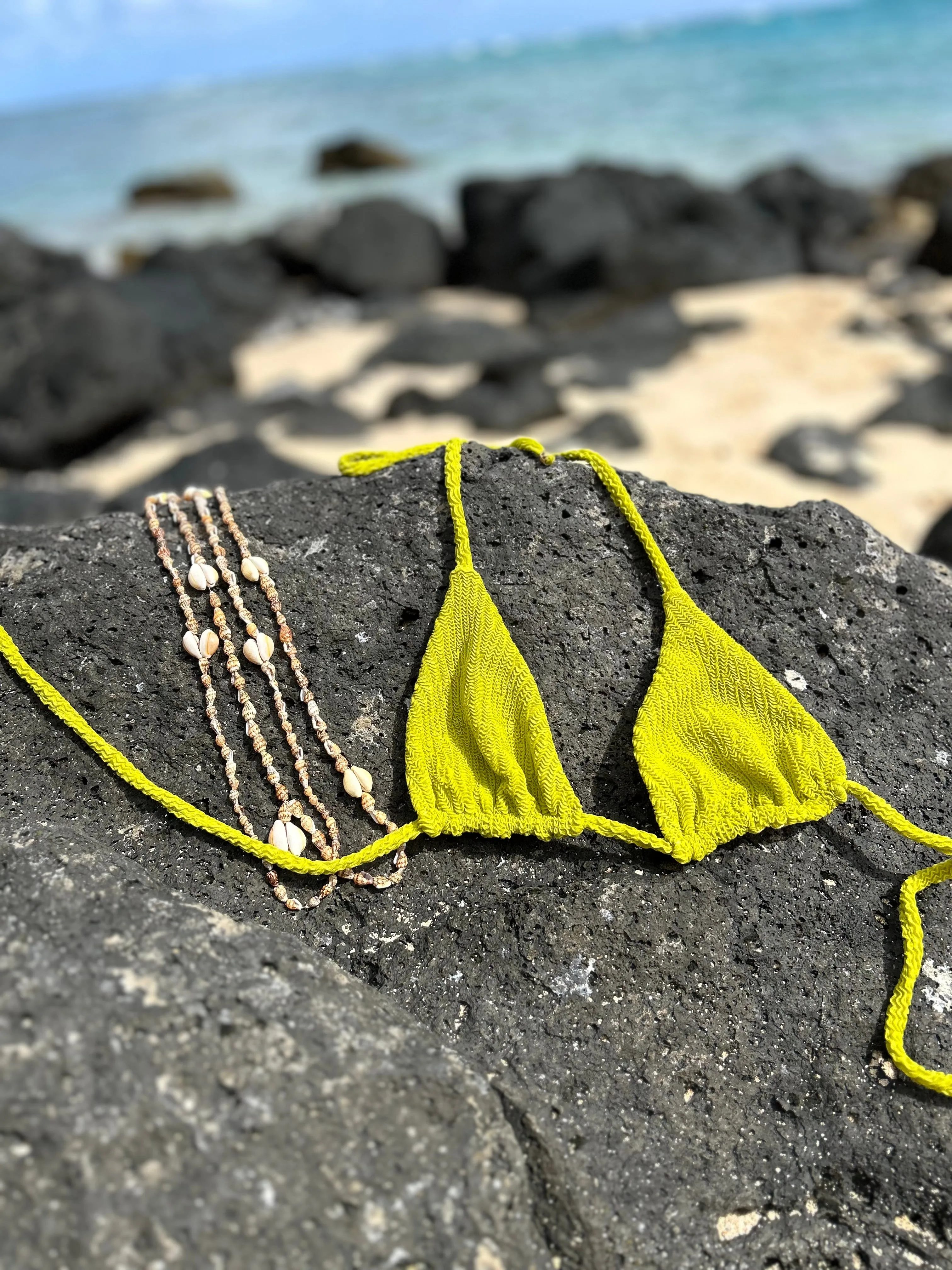 Naos Slide tri bikini top-Lemon Lime scrunch