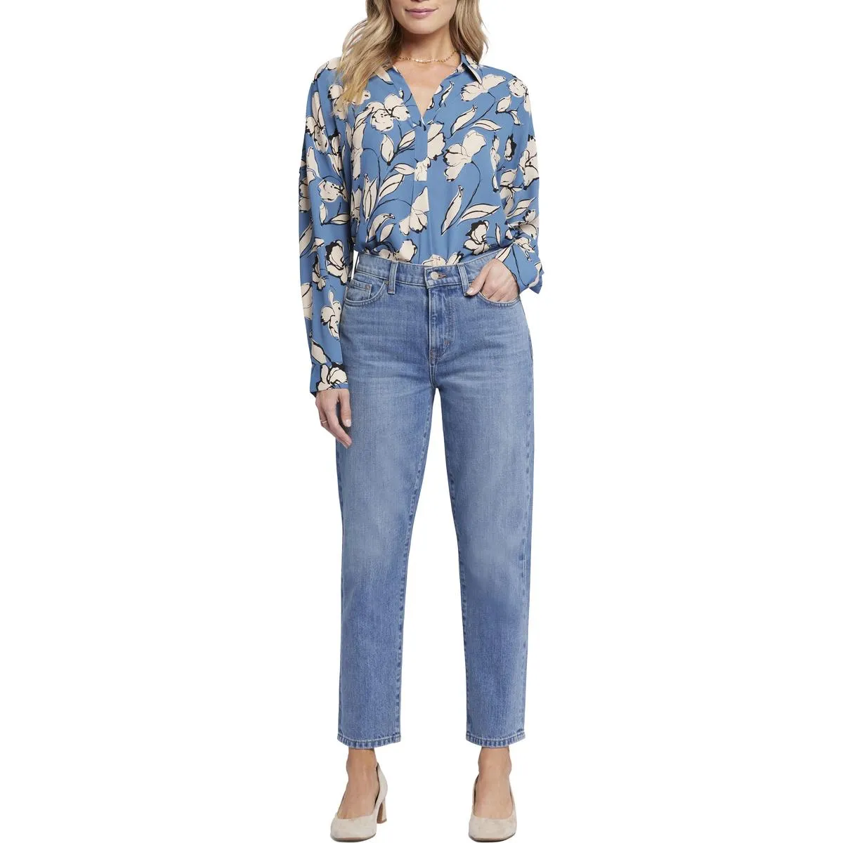 NYDJ Womens Charlotte Relaxed Denim Straight Leg Jeans