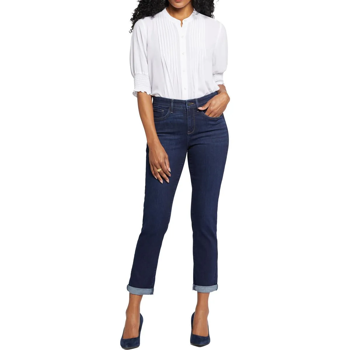 NYDJ Womens Margot Girlfriend Tummy Slimming Denim Skinny Jeans