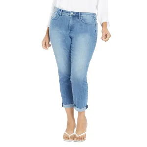 NYDJ Womens Plus Margot Girlfriend Cuffed Distressed High-Waist Jeans