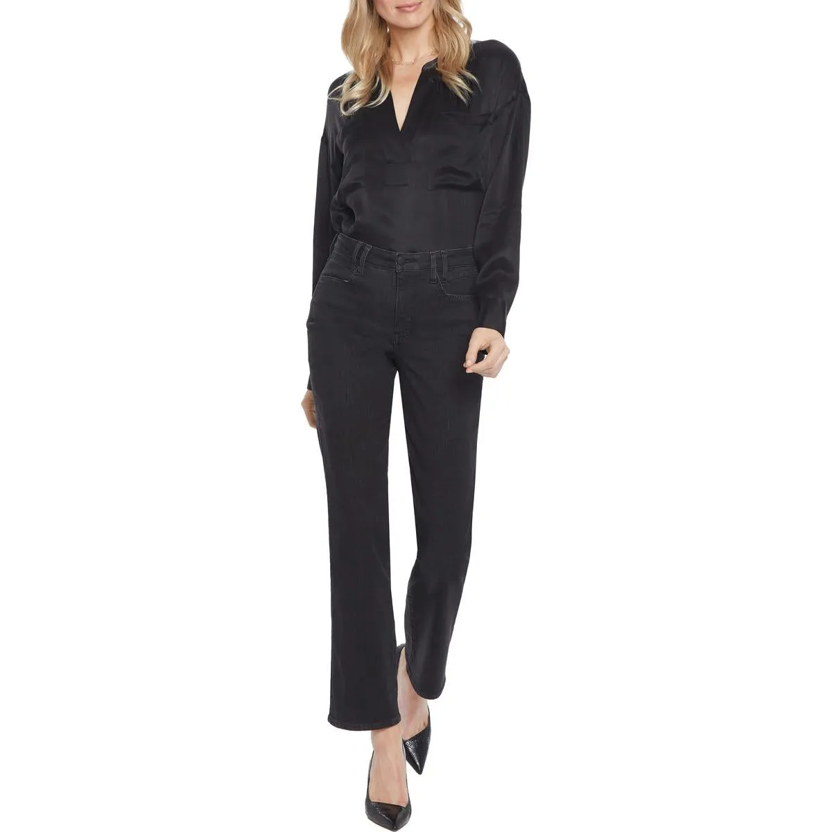NYDJ Womens Stretch Denim Straight Leg Jeans