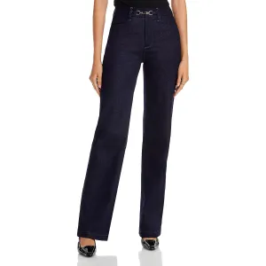 Paige Womens Leenah Embellished Denim Wide Leg Jeans