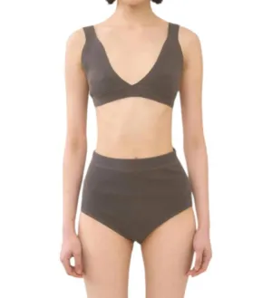 Rib Triangle Bralette In Coal