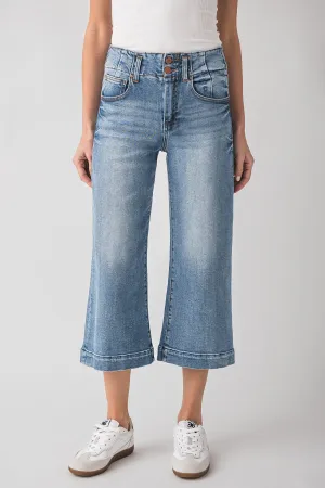 Risen Nora High Rise Double Button Crop Wide Leg Jeans