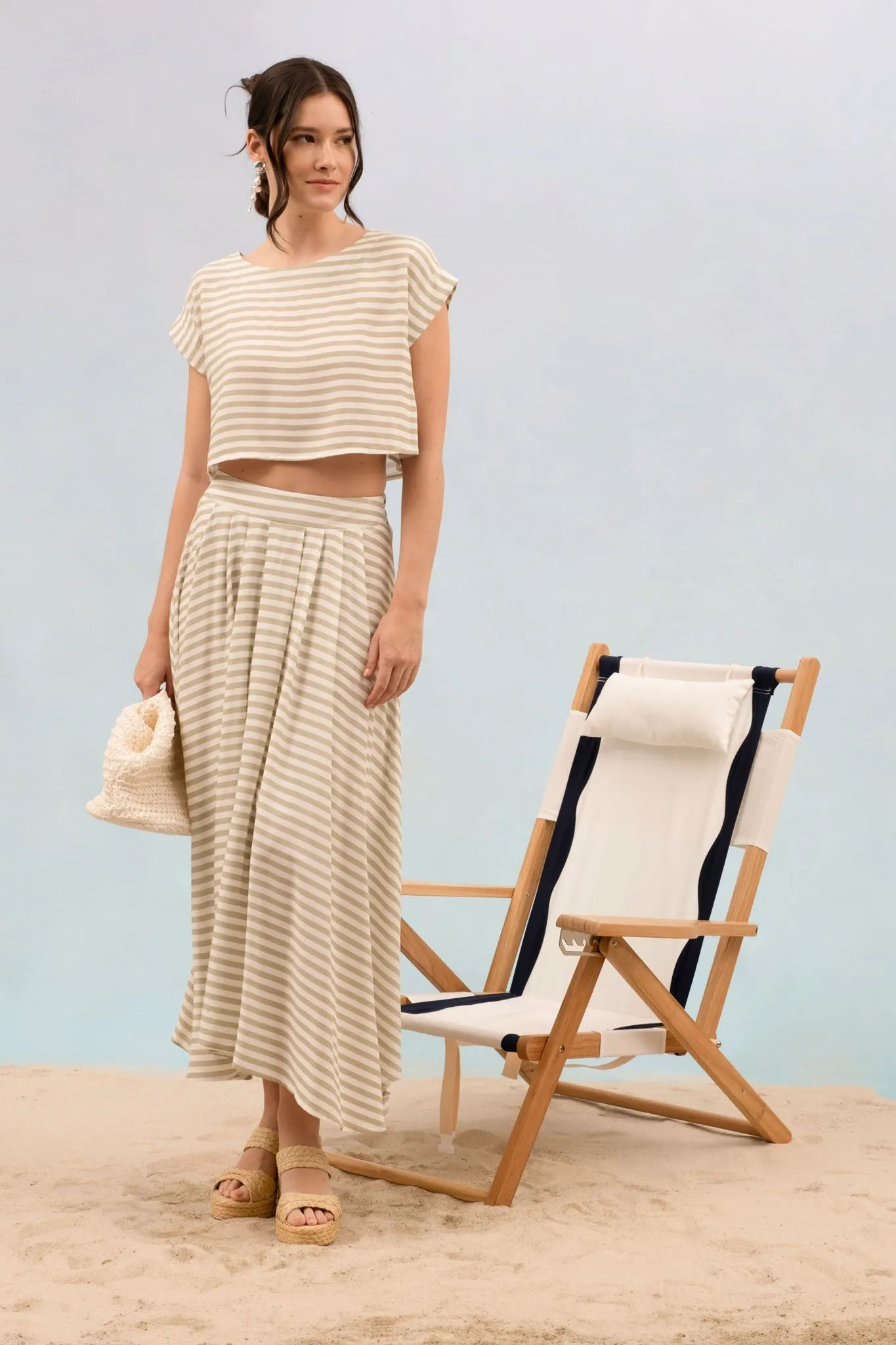 Sicily Summer Striped Midi Skirt