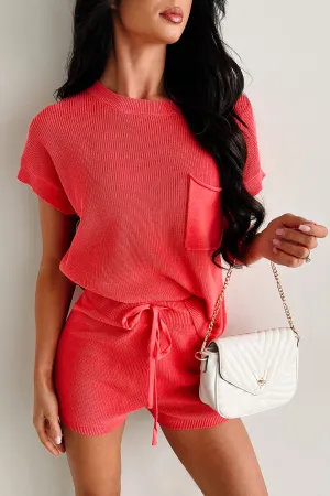 Snug As A Bug Sweater Knit Two Piece Set (Coral)