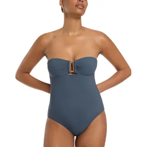 Womens Padded Bandeau One-Piece Swimsuit
