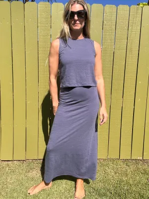 ZSUPPLY Delavine Textured Midi Skirt - Worn Blue